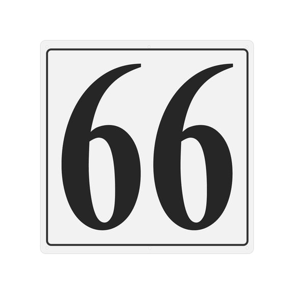Large Metal Number Sign, 12x12" Aluminum Number 66 Sign Plate