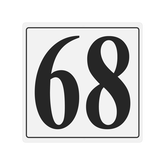 Large Metal Number Sign, 12x12" Aluminum Number 68 Sign Plate