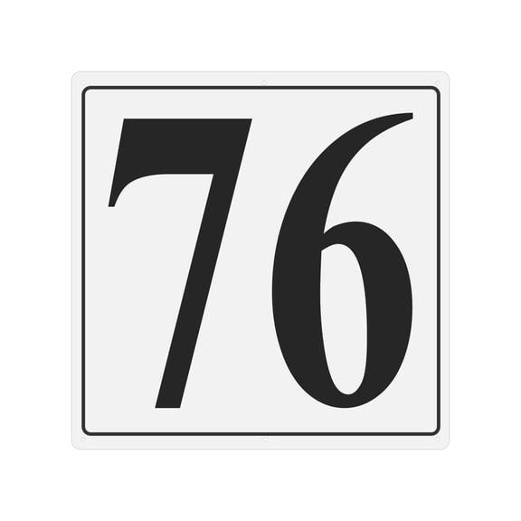 Large Metal Number Sign, 12x12" Aluminum Number 76 Sign Plate