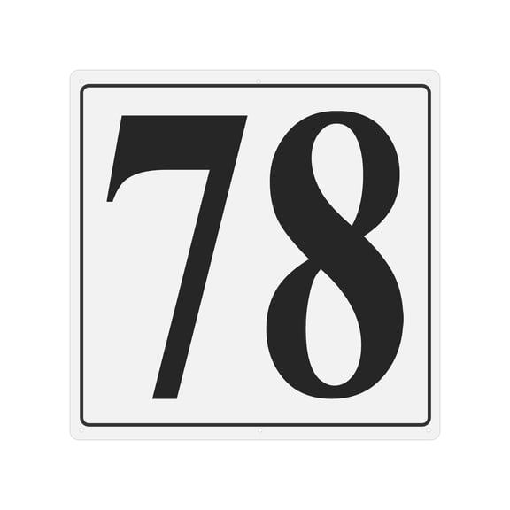 Large Metal Number Sign, 12x12" Aluminum Number 78 Sign Plate