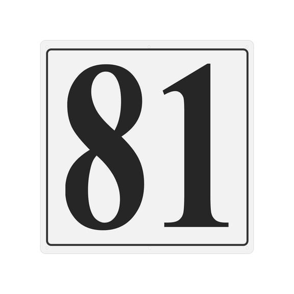 Large Metal Number Sign, 12x12" Aluminum Number 81 Sign Plate