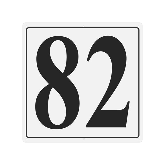 Large Metal Number Sign, 12x12" Aluminum Number 82 Sign Plate