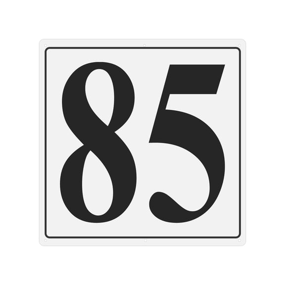 Large Metal Number Sign, 12x12" Aluminum Number 85 Sign Plate