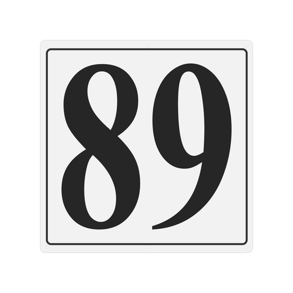 Large Metal Number Sign, 12x12" Aluminum Number 89 Sign Plate