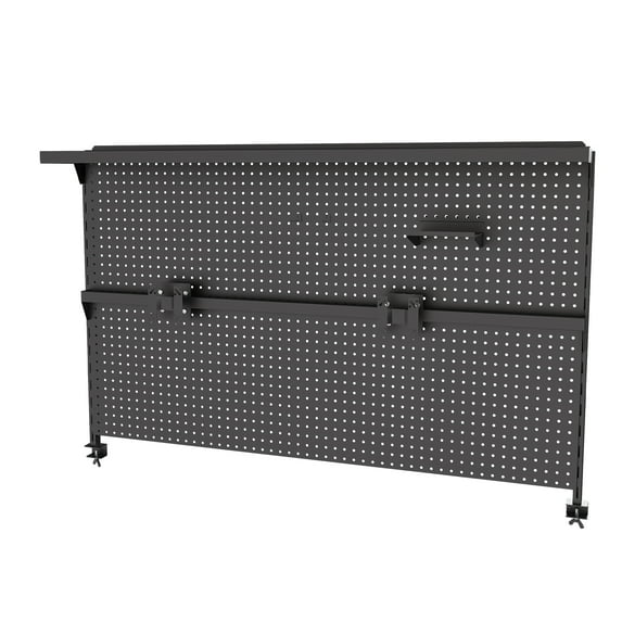 Large Metal Pegboard Desk Organizer & Dual Monitor Stand, Privacy Panel