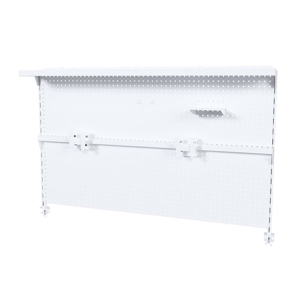 Large Metal Pegboard Desk Organizer & Dual Monitor Stand, Privacy Panel