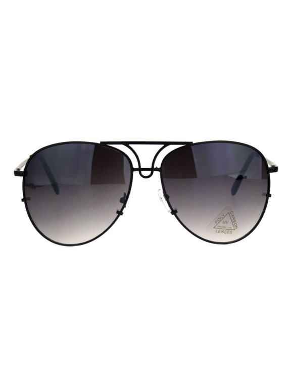 Large Metal Rim Officer Cop Pilots Sunglasses Black Smoke
