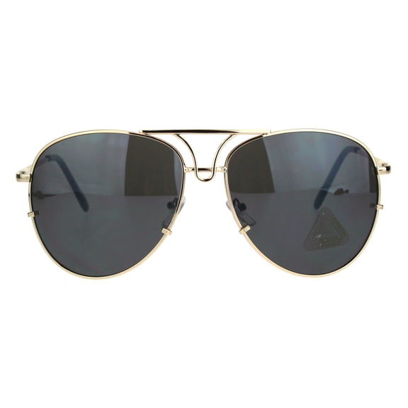 Large Metal Rim Officer Cop Pilots Sunglasses Gold Black