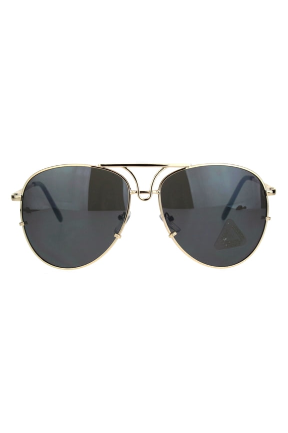 Large Metal Rim Officer Cop Pilots Sunglasses Gold Black