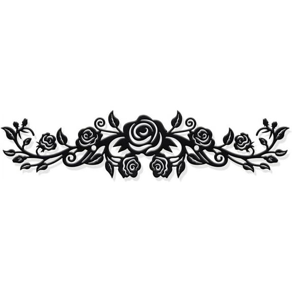 Large Metal Rose Wall Decor 11.5x2.7 Inch Rose Vine Metal Wall Decor Black Metal Art Ornament Wall Hanging Wall Decor Sign Metal Wall Sculptures for Bedroom Living Room