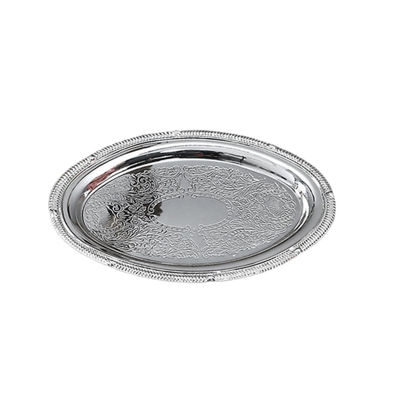 Large Metal Serving Tray, Elegant Floral Metal Plate, Rust Proof Platter for Holiday Buffet Wedding Party Jewelry