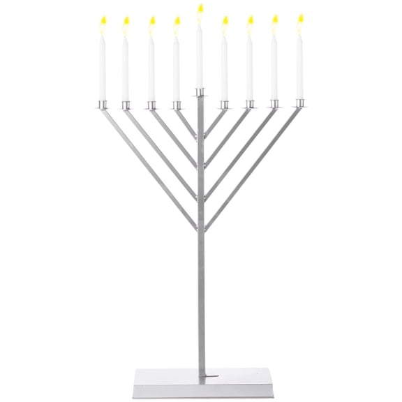 Large Metal Silver Coated Hanukkah Menorah 4 Ft. For Synagogue