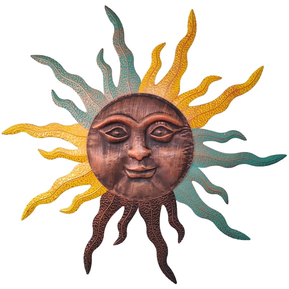 Large Metal Sun Wall Art Decor - 30 Inches Rustic Retro Sun Wall Sculpture Statues Wall Hanging Decoration for Indoor Outdoor, Garden, Home, Farmhouse, Fence Balcony Patio and Bedroom