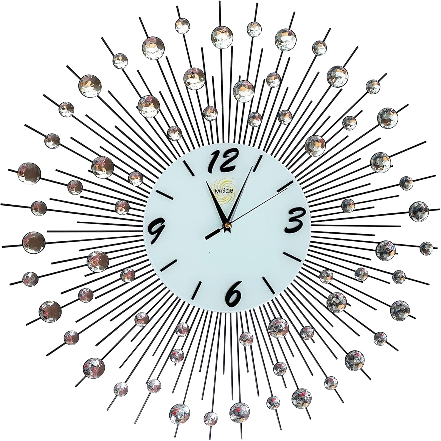 Large Metal Sunburst Wall Clock for Living Room , Silent Modern Wall ...