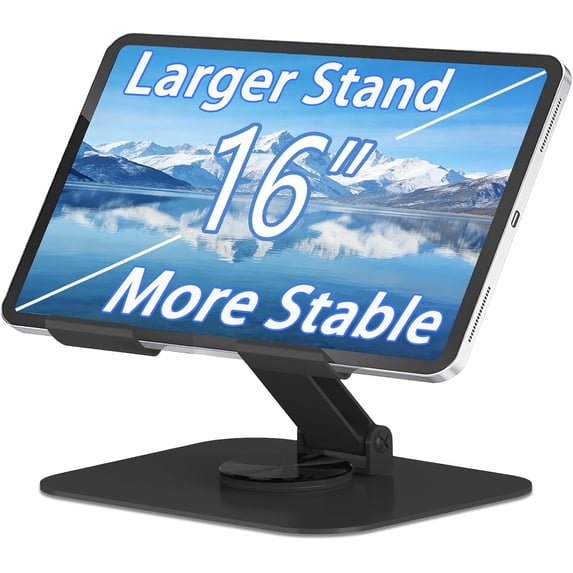Large Metal Tablet Stand 360° Rotation for 4-16” Tablet, Black ...