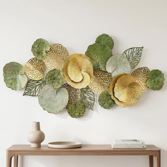 Large Metal Wall Art Decor 3d Abstract Botanical Leaf Design Handcrafted Sculpture For Living Room Bedroom & Entryway(51")