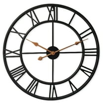 Large Metal Wall Clock 24" Cutout Decorative wall clocks Analog Clocks for Living Room Steampunk Black