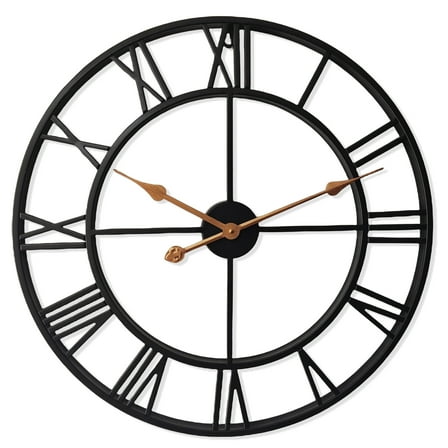Large Metal Wall Clock 24" Cutout Decorative wall clocks Analog Clocks for Living Room Steampunk Black