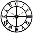 thumbnail image 1 of 24 inch Black Cutout Large Metal Wall Clock, Steampunk Decorative Analog Clocks for Living Room Home Wall Decor, 1 of 7