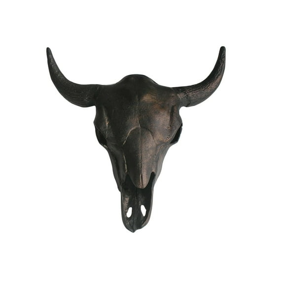 Large Metal Wall Mount Bull Head Sculpture 25" Rustic Bison Skull Wall Art by DECORVOID Faux Bull Head Statue for Home, Office, Restaurant Western Wall Decor Accent (23.5" Horn Width)