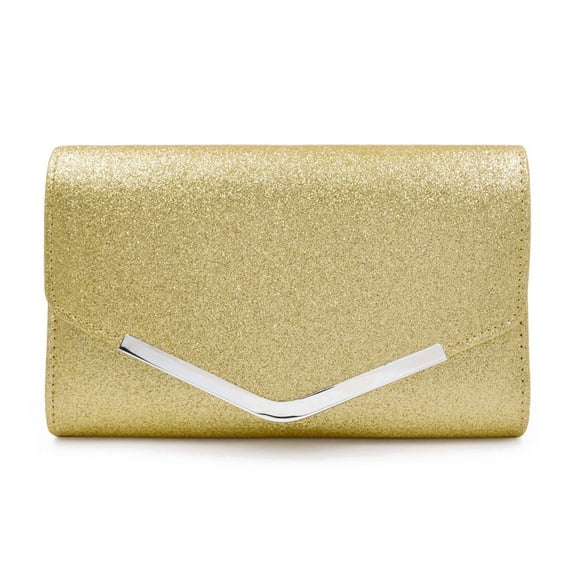 Large Metallic Glitter Envelope Flap Clutch Evening Bag - Diff Colors Avail