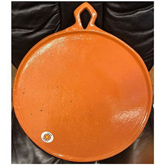 Large Mexican Comal Cazo Griddle Flat Pan Dish Tray Clay Barro Tortilla Maker For Toasting Roasting Chilies Vegtables Tomatos 18" Paella