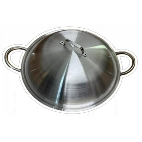 Large Mexican Style Stainless Steel Cazo 20" With Top Handles Wok Comal Griddle Fryer Chicharron Deep Fry Pan Stainless Steel For Carnitas Panza Abajo Paella Belly Down