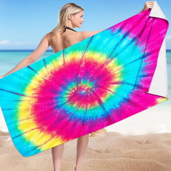 Large Microfiber Beach Towel with High Water Absorption Sand Resistant Quick Drying Portable Towel for Beach Pool Spa Gym Travel and Picnic Use
