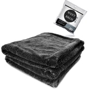 Large Microfiber Car Drying Towel 1300 GSM Double Twist Pile - Premium Auto Wash Towel for Cars Trucks SUV - Super Absorbent Detailing Cleaning Cloth 20x26 Gray 1-Pack