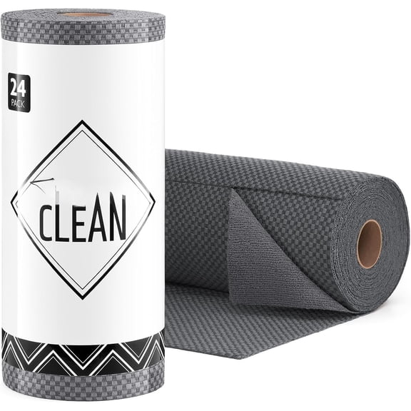 Large - Microfiber Cleaning Cloth Roll - 18'' by 12'', 24 Sheets, Thick Dish Cloths, Super Absorbent Kitchen Towels (DimGrey)