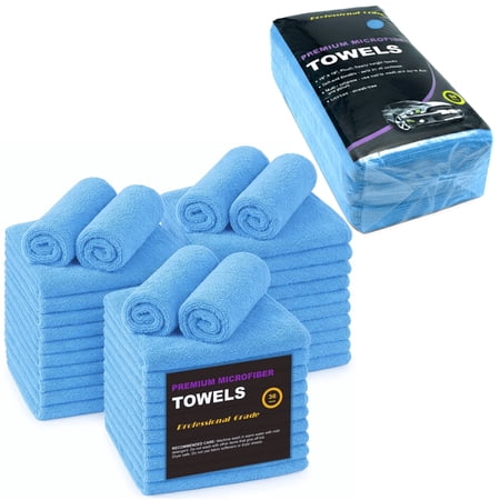 Large Microfiber Cleaning Towels, 36-Pack, Ultra Soft Plush Washcloth Rag, Professional Grade Premium Micro-Fiber Detailing Cleaning Cloths for Car, Household and Commercial (Sky Blue, 16" X 16")