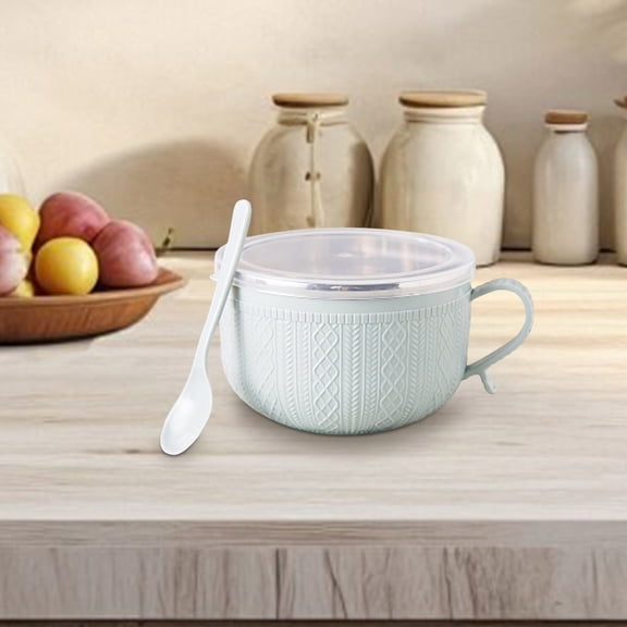 Large Microwavable Soup Mug With Lid Secure Handle Reusable Coffee Stews Bowl Easy Comfort Grip