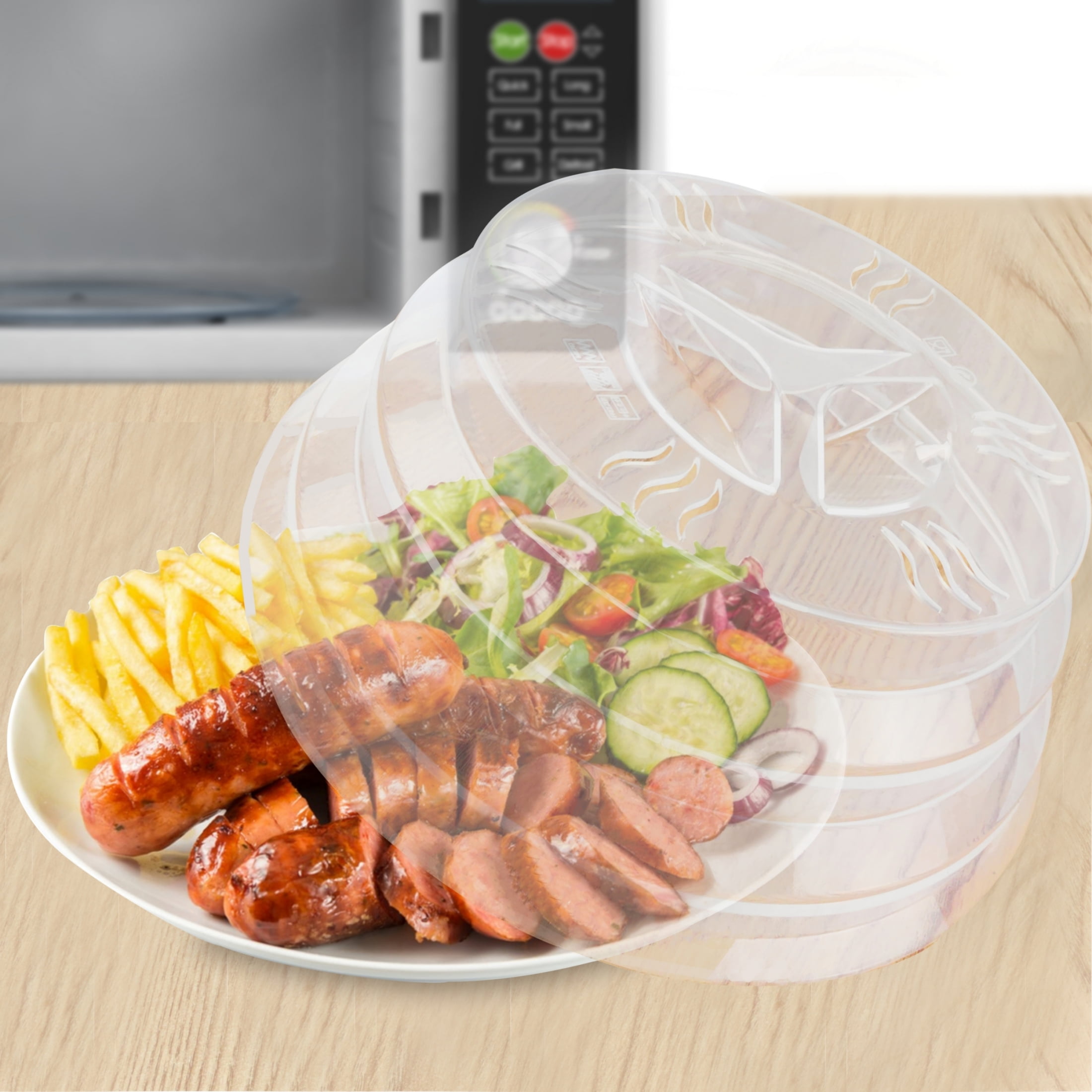 3 in 1, JesDiary Hook Top Microwave Cover for Food&Versatile Mats,12as  Plate Holder, 10 for Bowl, Clear Replace Magnetic Cover Splatter Guard Lid