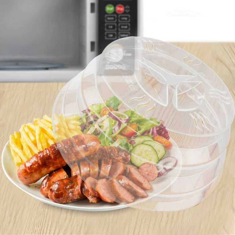 Large Microwave Splatter Cover for Food 11.8 inch High Transparent Silicone Microwave Cover Microwave Food Cover BPA Free Non Toxic Collapsible