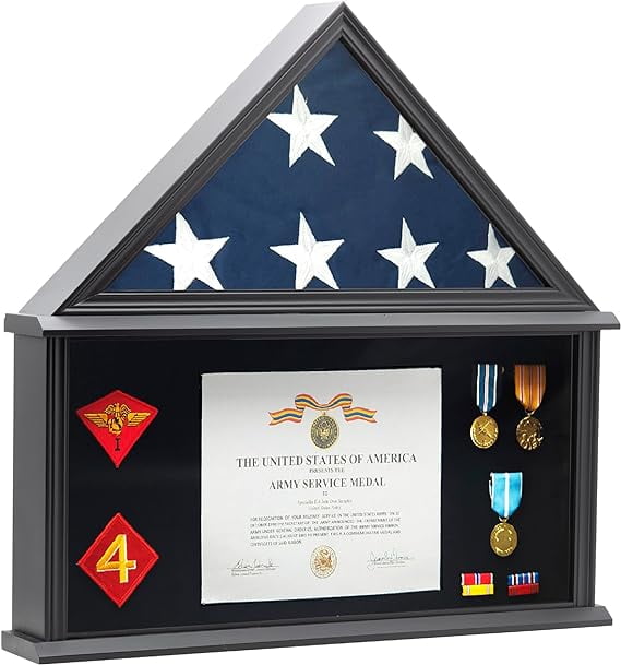Large Military Shadow Box Display Case for Funeral Burial Flag