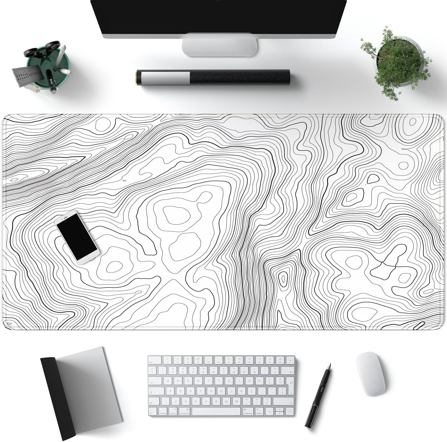 Desktop Mat Map Large Minimalist Topographic Map Desk Mat - Extended XL Mousepad, 31 ...