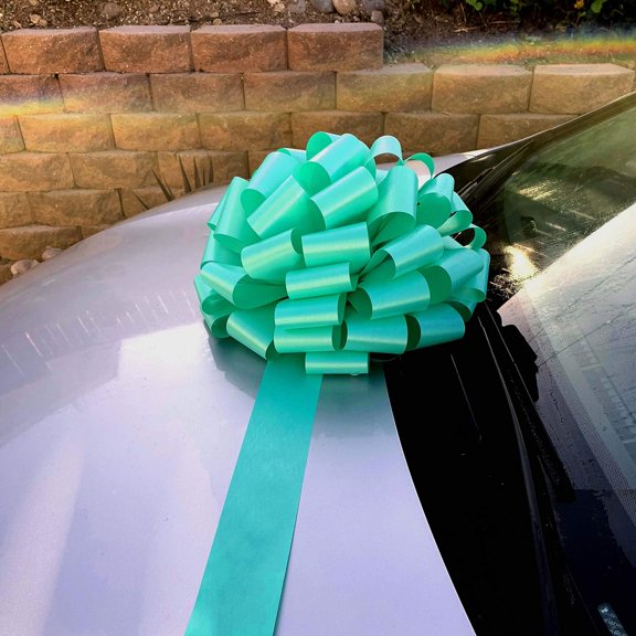 Large Mint Green Car Bow, 16" Wide - Front Door Decoration, Fully Assembled, Spring, Gift Bow, Presents, Birthday, Christmas, Patrick's Day, Easter