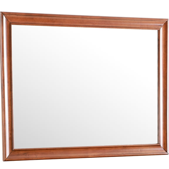 Large Mirror With Transitional Oak - Glory Furniture G8850-m, Low Glass For Transparent Inspection, 45x1x33 In, 25 Lb Scale Oak, Clear Perceptions, Lb, Stand Not Supplied