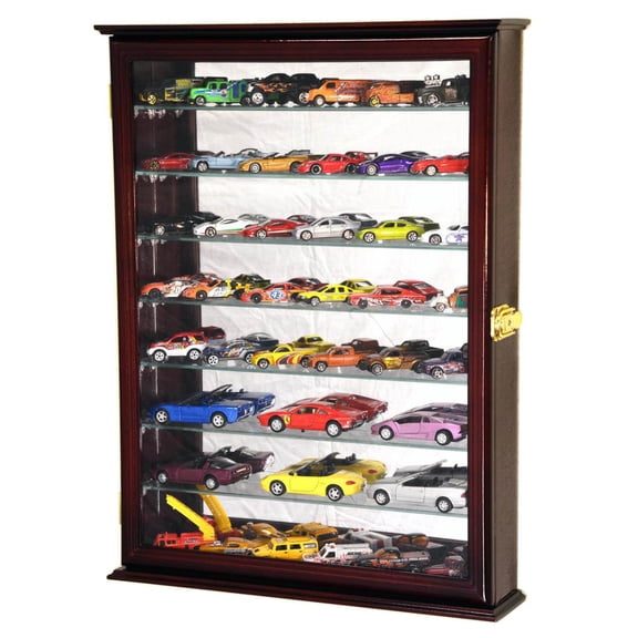 Large Mirrored Back 1/64 Diecast / Matchbox Train Display Case Cabinet