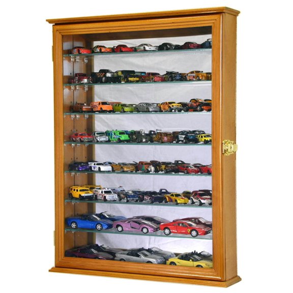 Large Mirrored Back 1/64 Diecast / Matchbox Train Display Case Cabinet
