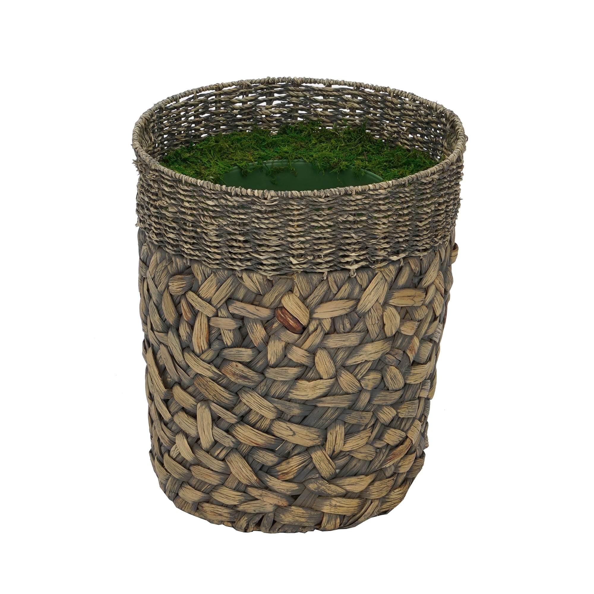 Large Mixed Seagrass/Water Hyacinth Basket Planter Pot-in-a-Pot Grey ...