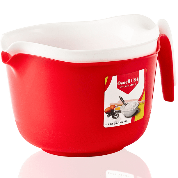 Large Mixing Bowl Set of 2, Plastic Mixing Bowls with Handles & Pour