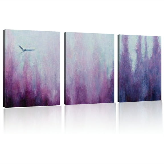 Large Modern Abstract Canvas Wall Art Textured Print, Purple &amp; Black Gradient Design, Minimalist Decor for Living Room, Bedroom, or Dining Area 12*16inch*3pcs