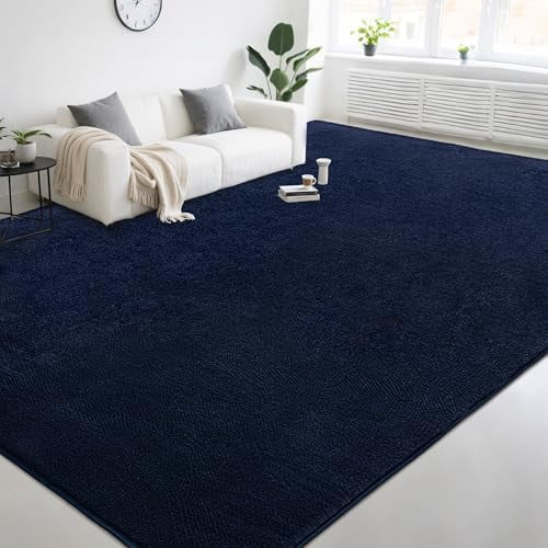 Large Modern Area Rugs for Living Room Bedroom, 4x6 Feet Navy Blue Ultra Soft Thickened Memory-Foam Indoor Rug, Comfy Aesthetic Solid Minimalist Carpets for Girls Boys Nursery Dorm Home Decor