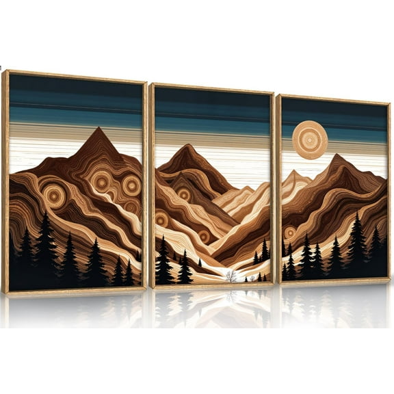 Large Modern City Moon Framed Canvas Wall Art,Forest Misty Wall Decor,Winter Town Night Wall Painting,Nature Landscape Picture Artwork for Living Room,Bedroom,Dining Room,Office -16"x24"x3