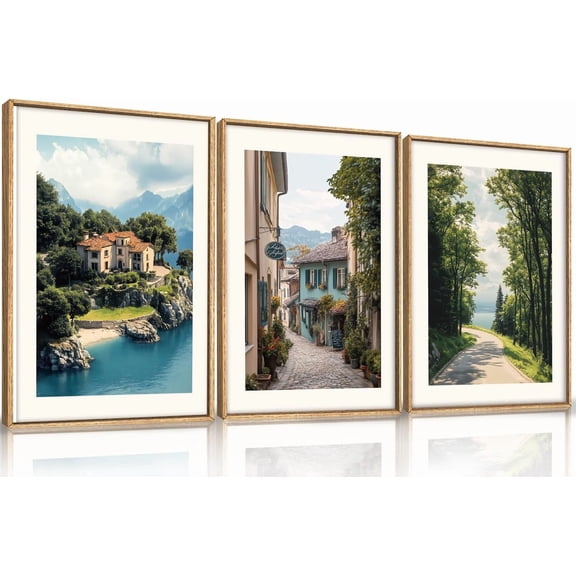 Large Modern City Moon Framed Canvas Wall Art,Forest Misty Wall Decor,Winter Town Night Wall Painting,Nature Landscape Picture Artwork for Living Room,Bedroom,Dining Room,Office -16"x24"x3