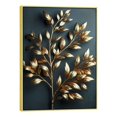 thumbnail image 1 of Large Modern Gold Ginkgo Biloba Leaf Wall Art Decor, Vintage Golden Record Artwork Grey Black Background Canvas Print Paintings for Living Room Bedroom Home Decoration  12*16inch, 1 of 4