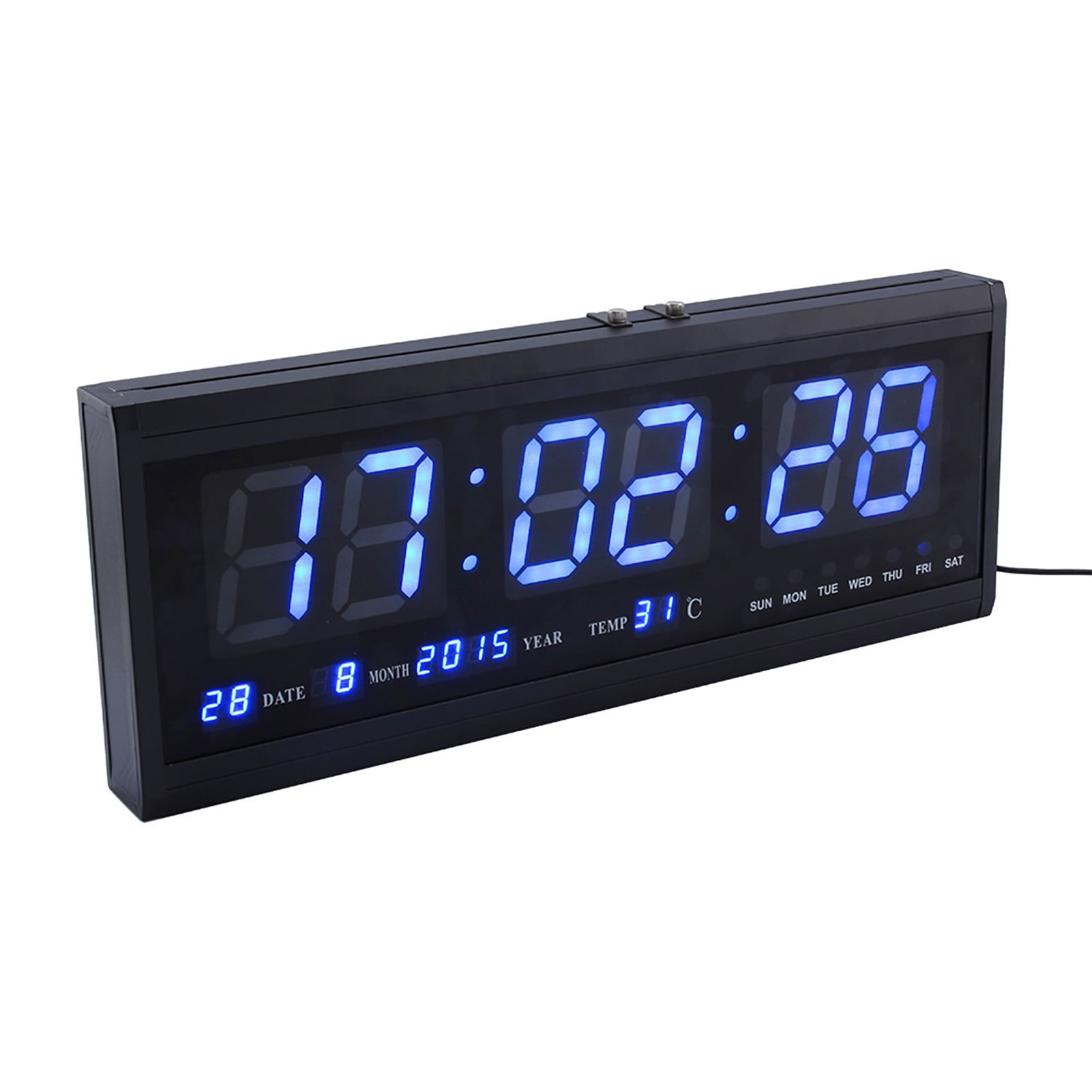 Large Modern LED Digital Wall Clock Date Temperature 24 Or 12 Hour
