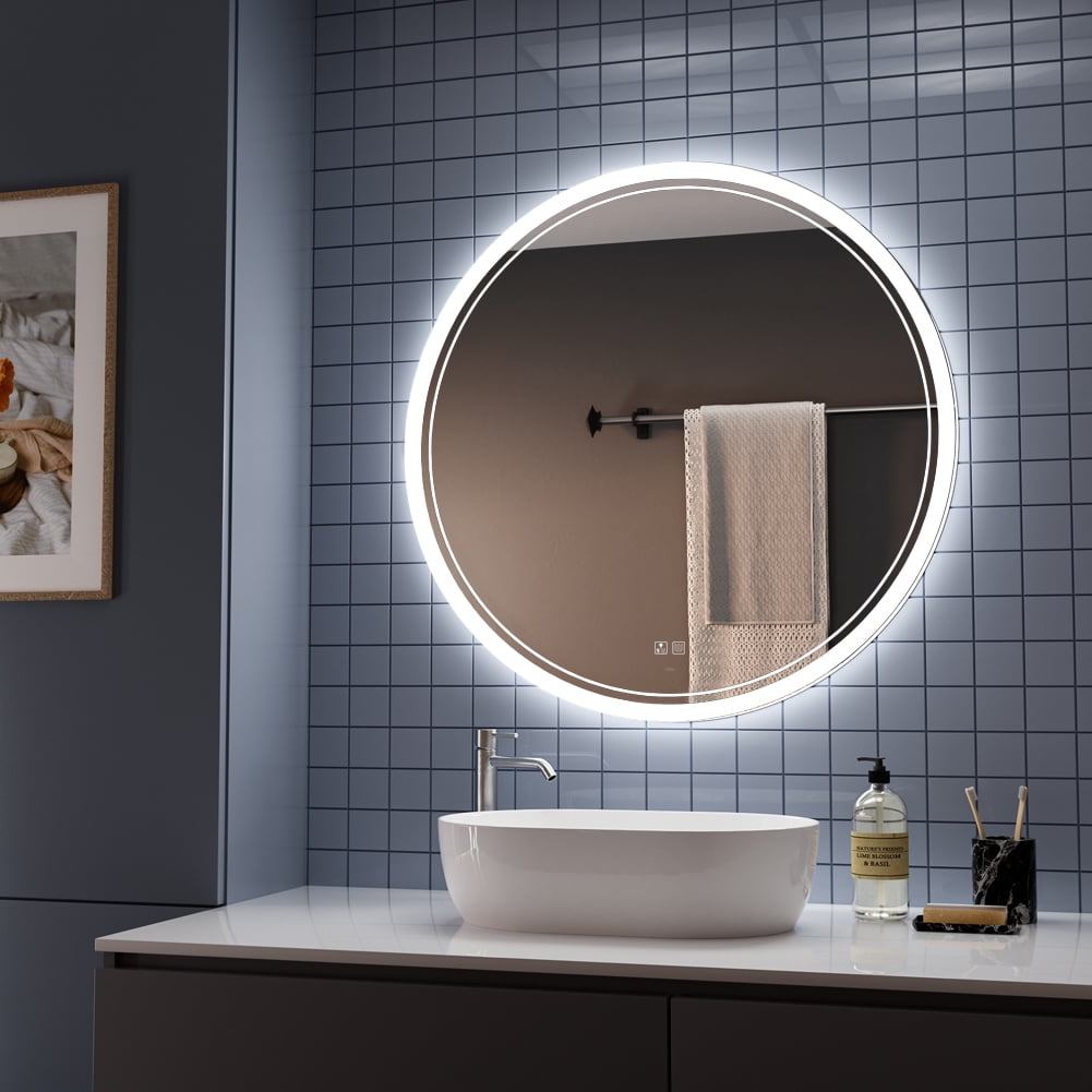 Large Modern LED Round Bathroom Vanity Mirror,Color Temperature ...