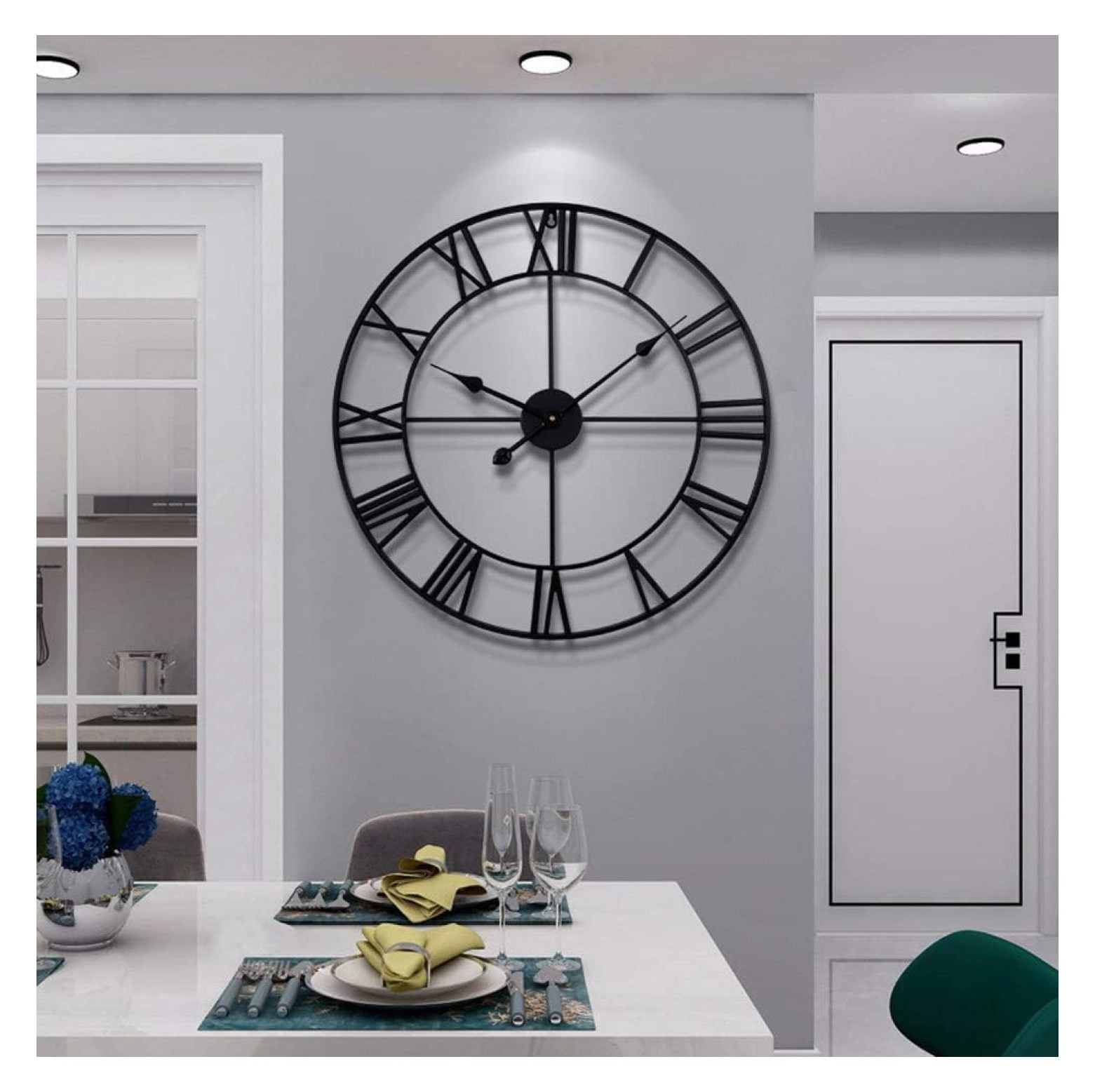 Large Modern Metal Wall Clocks 60CM Rustic Round Nearly Silent Little